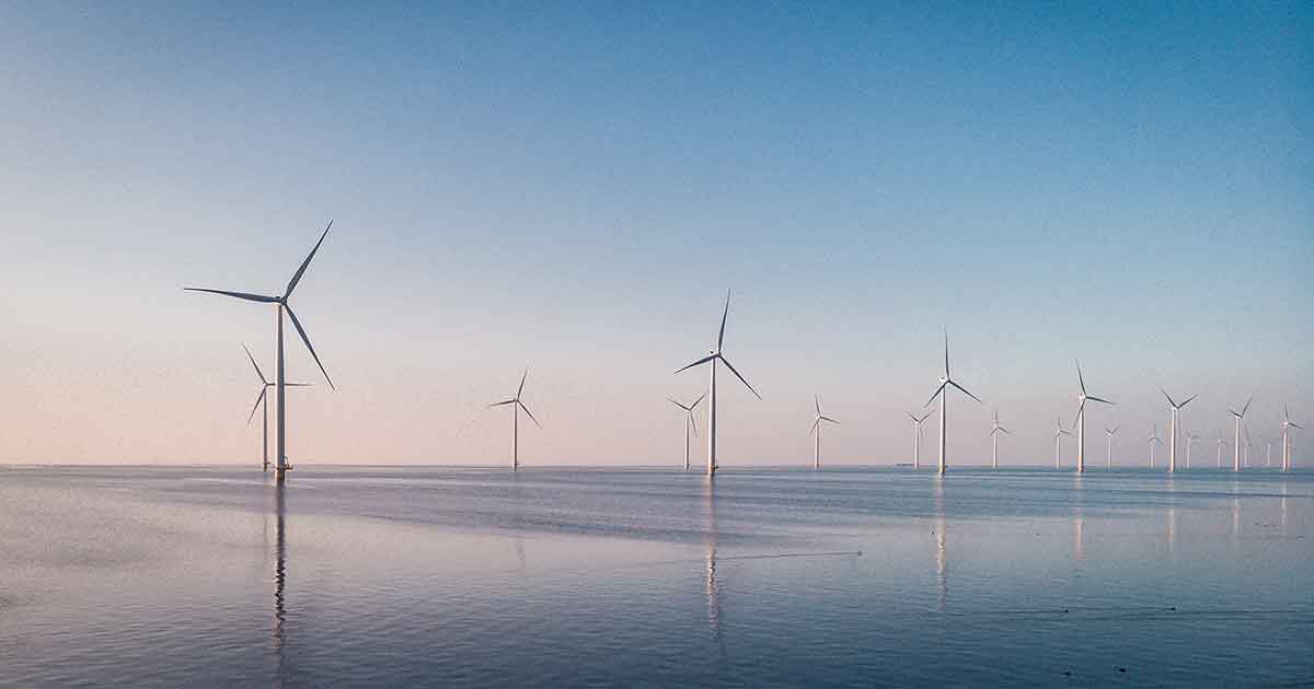 Vindmøller hav solopgang